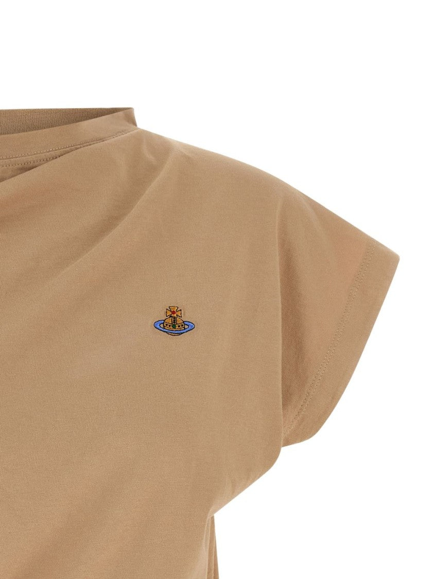 Vivienne Westwood Asymmetrical Draped Top With Embroidered Emblem