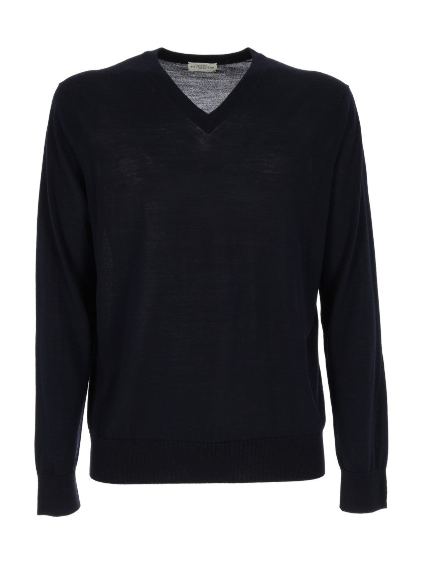 Ballantyne V Neck Ribbed Sweater