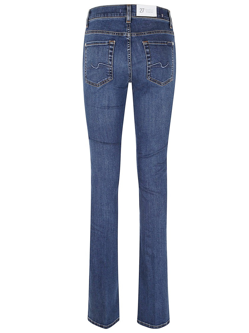 7 For All Mankind Straight-Leg Blue Trousers In Soft Cotton Blend