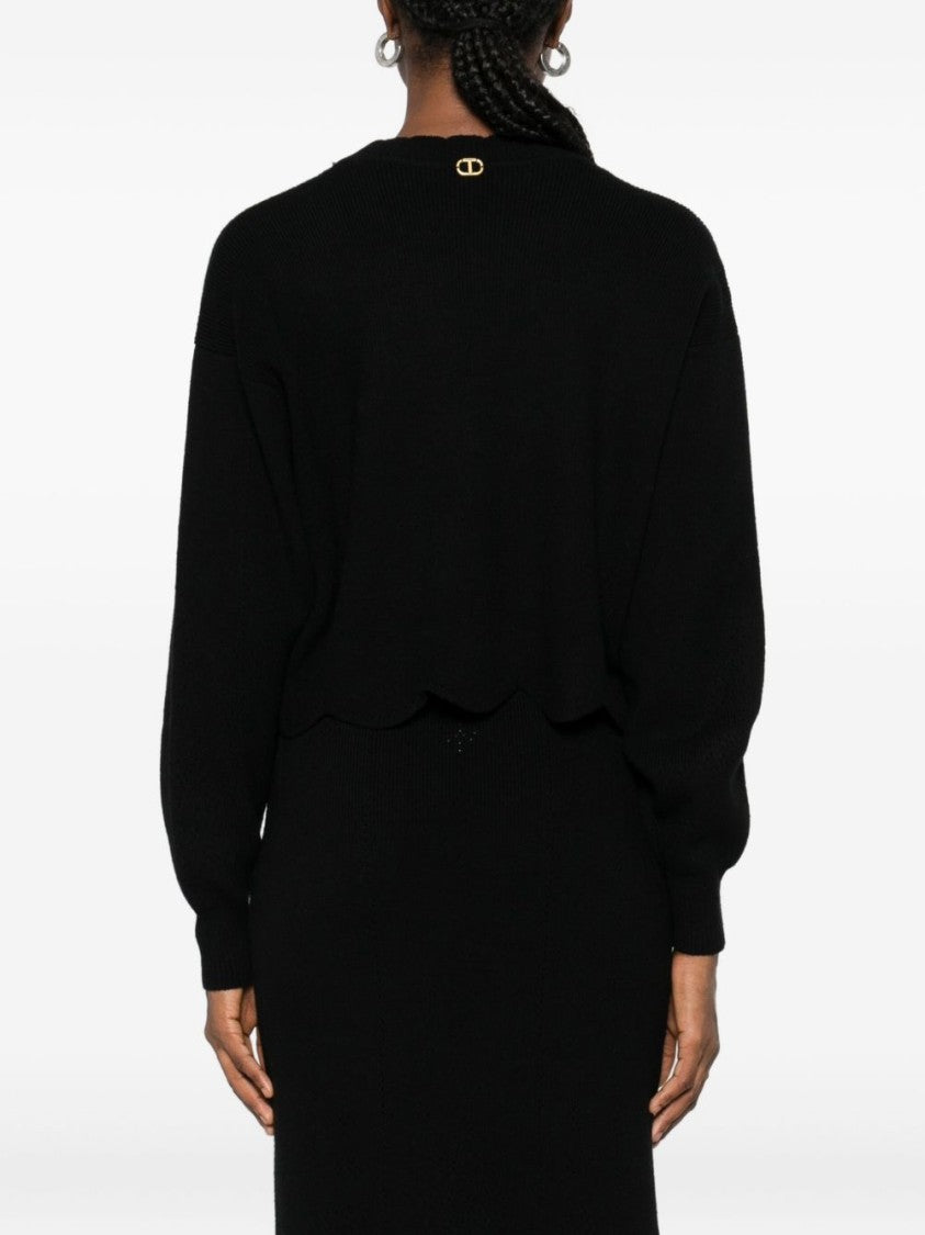 Twin-Set Black Sweater With Round Neckline