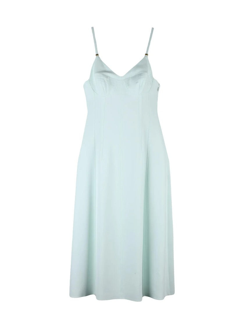 Elisabetta Franchi Mint Green Flared Bandeau Viscose-Blend Midi Dress