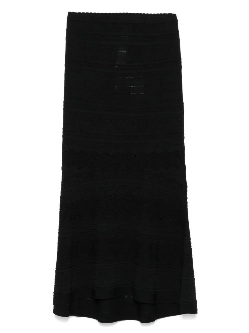 Twin-Set Fitted Black Skirt With Flared Hem