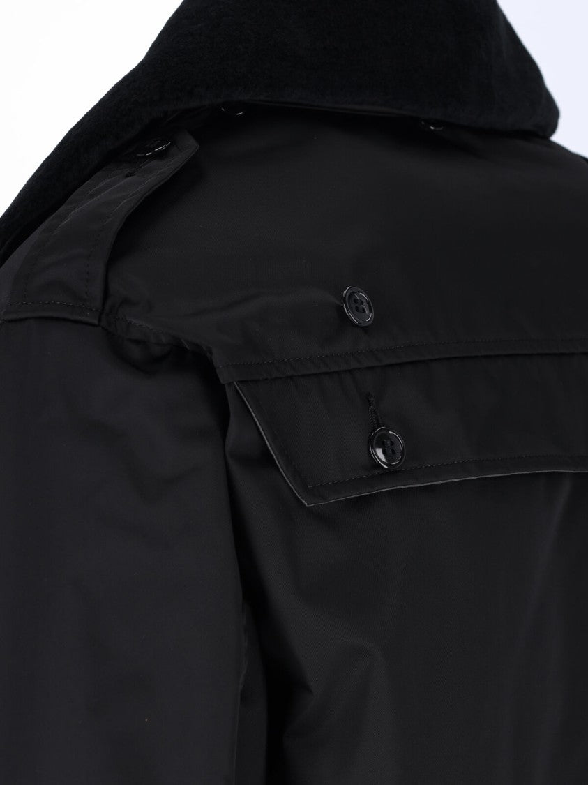 Junya Watanabe Black Military Faux Fur Collar Padded Shirt Jacket