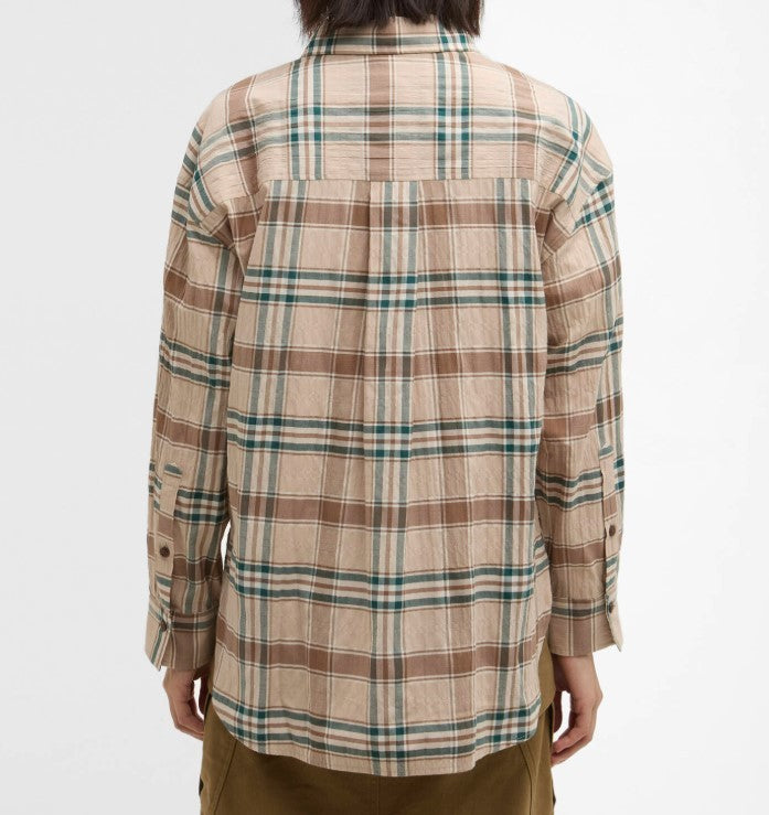 Barbour Tartan Pattern Shirt With Curved Hem And Chest Pocket