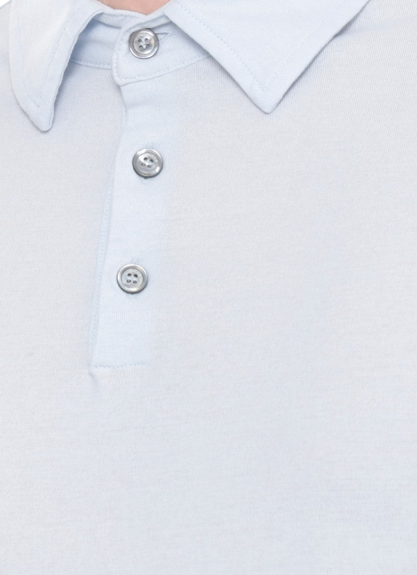 Zanone Light Blue Three Buttons Cotton Polo Shirt