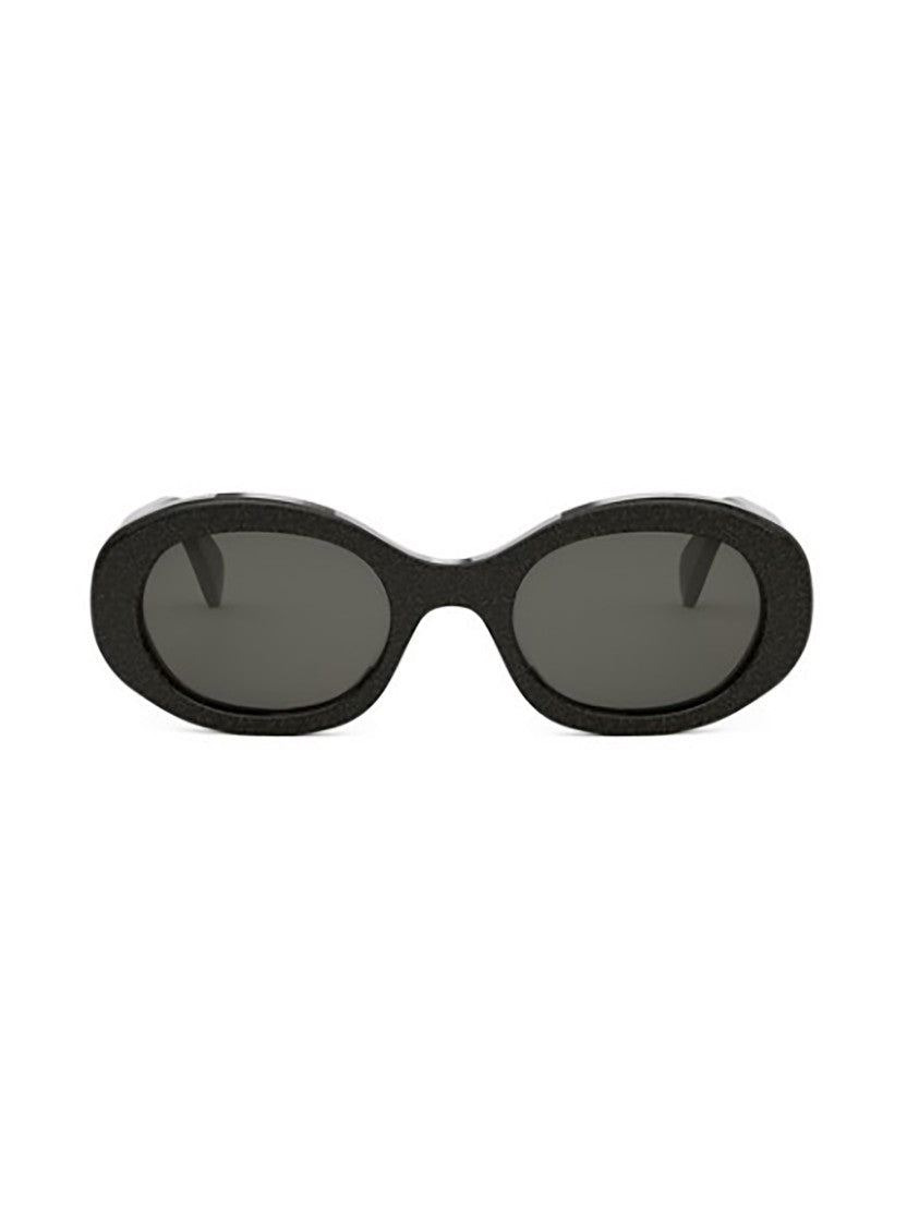 Celine Oval Black Sunglasses With Textured Finish