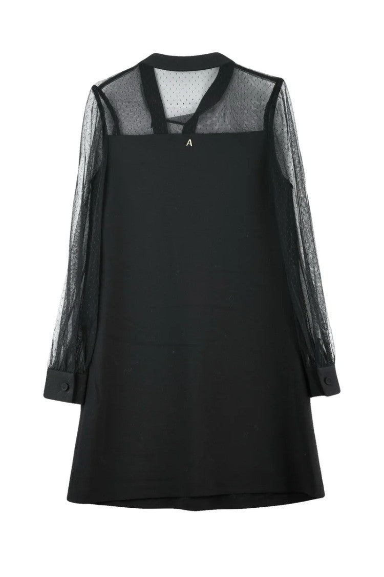 Twinset Actitude Black Polyester Viscose Elastane Women's Tunic Dress
