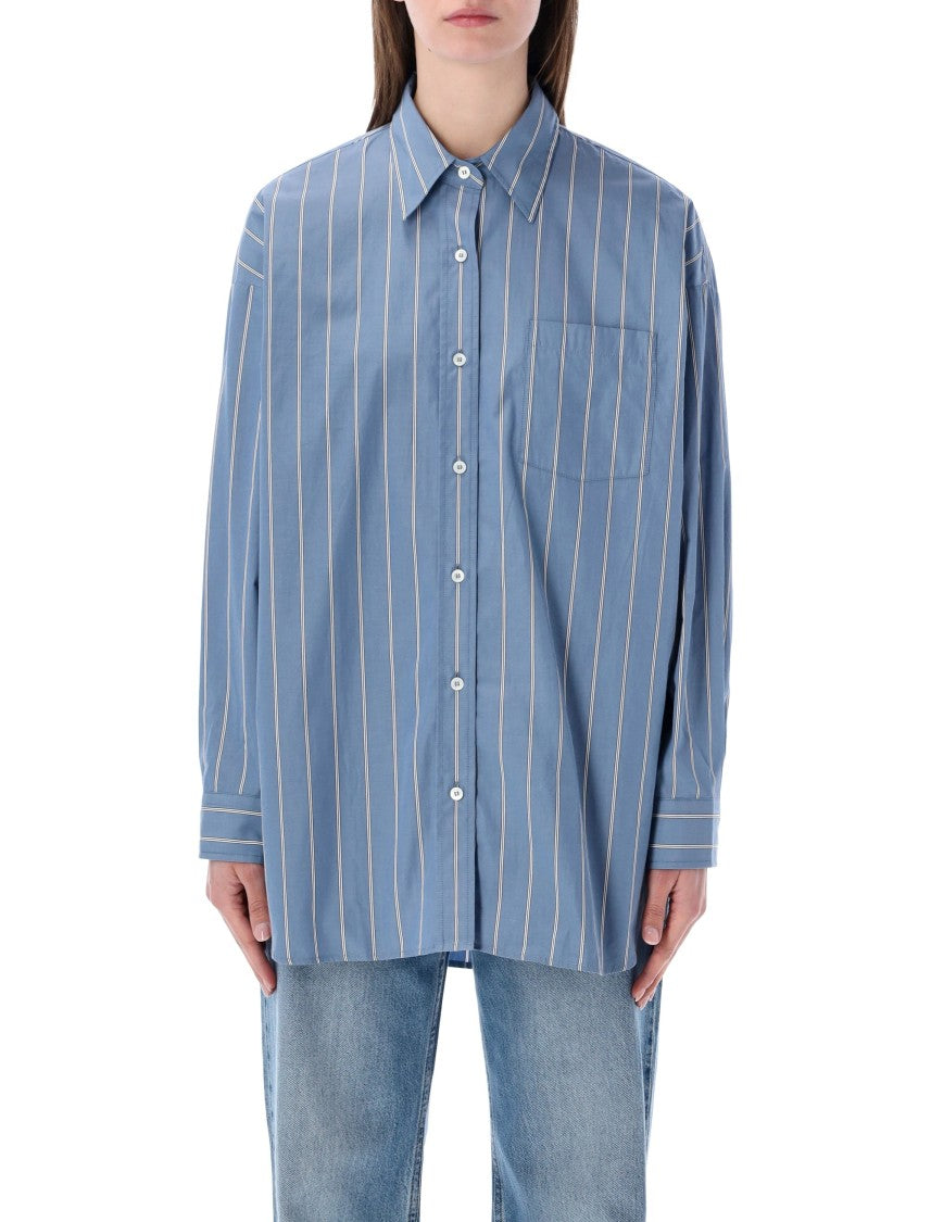 A.P.C. Vertical Stripe Cotton Shirt With Classic Collar