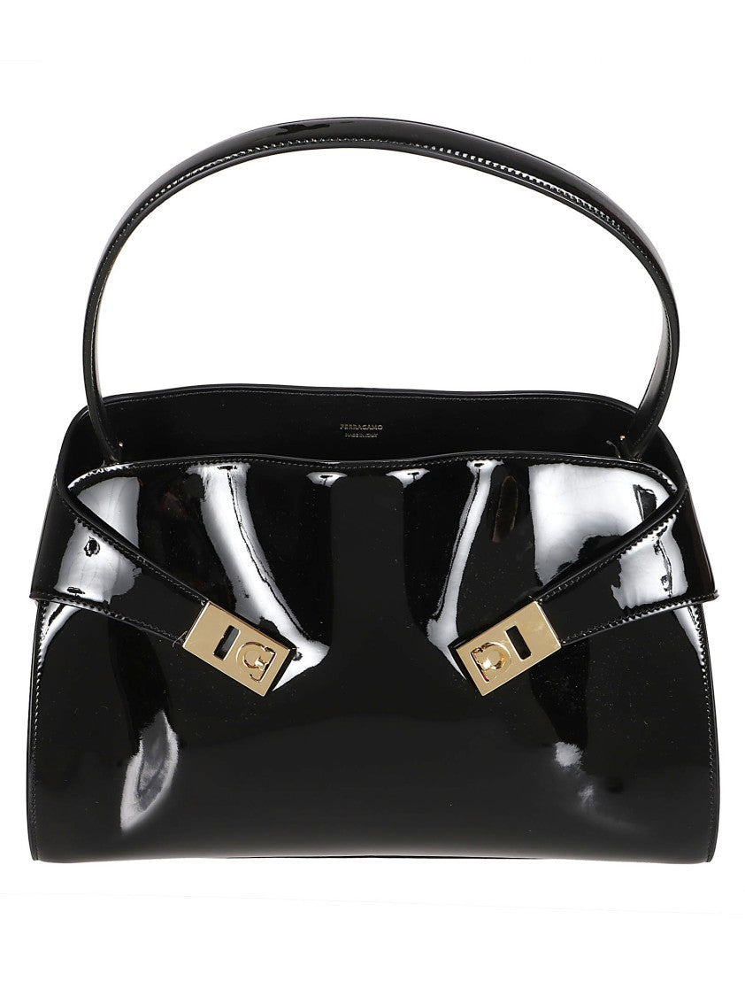 Ferragamo Curved Silhouette Bag With Gold Buckle Details