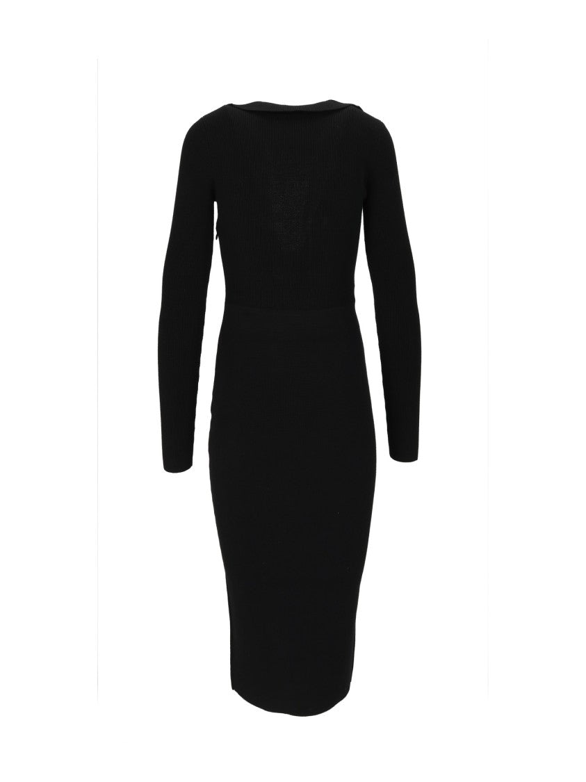 Elisabetta Franchi Knit Knee-Length Gold Chain Day Dress