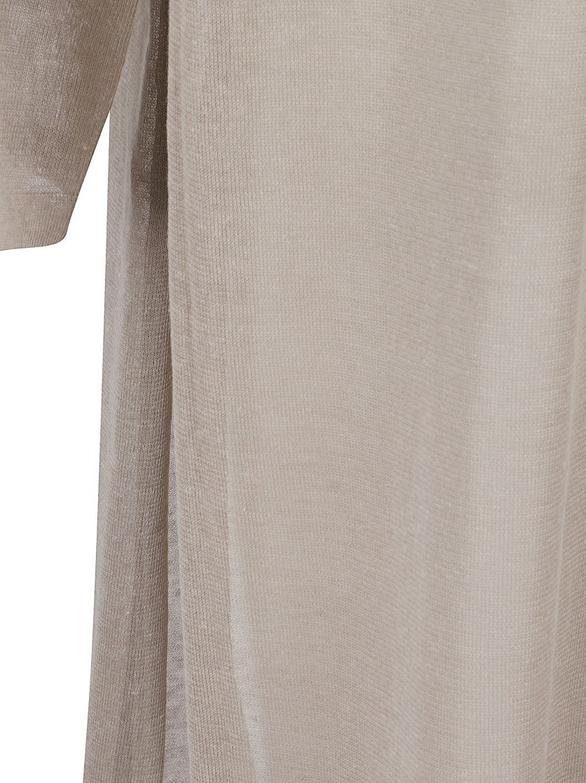 Alaïa Sheer Silk And Linen Caftan Dress With Long Sleeves
