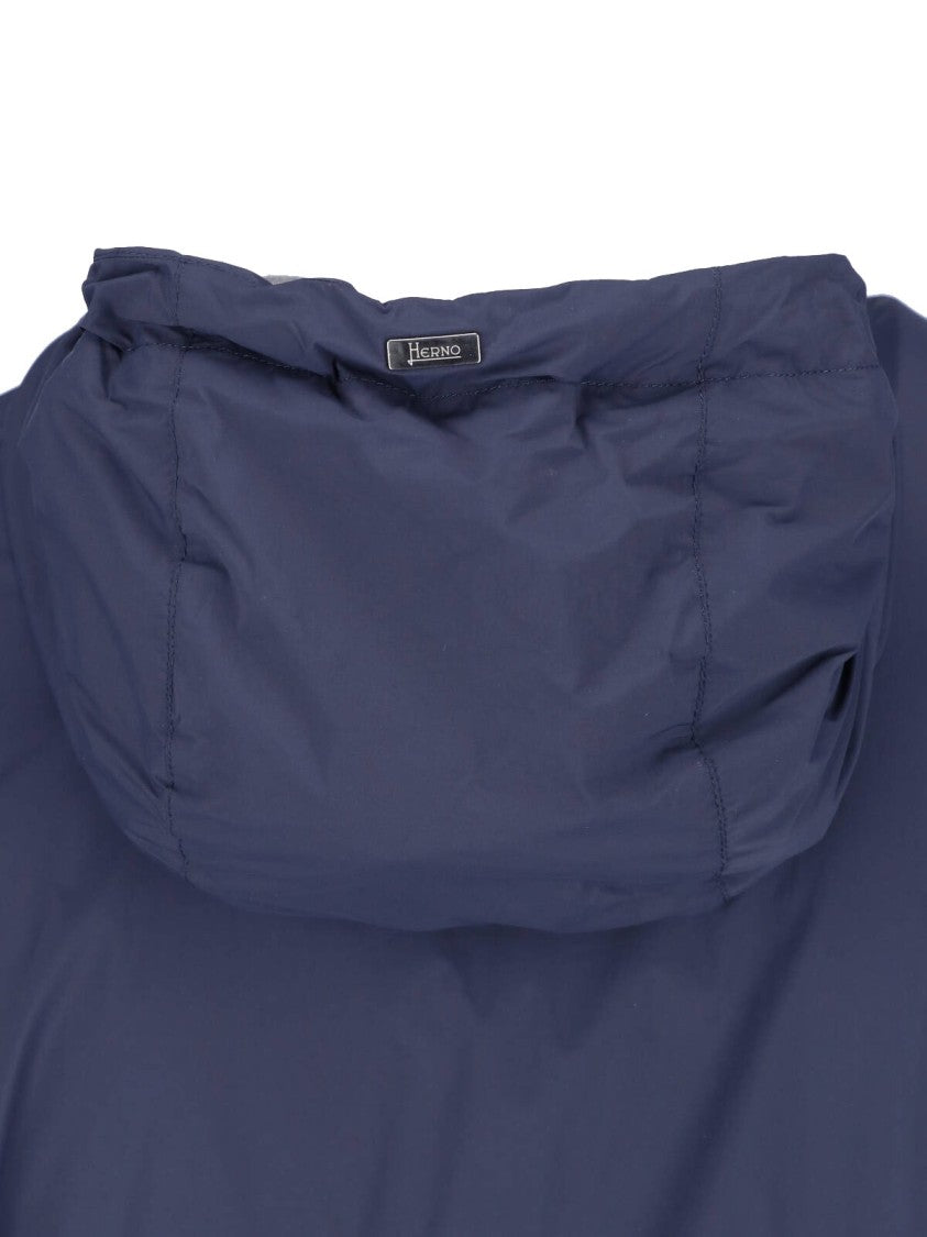 Herno Blue Technical Fabric Drawstring Jacket