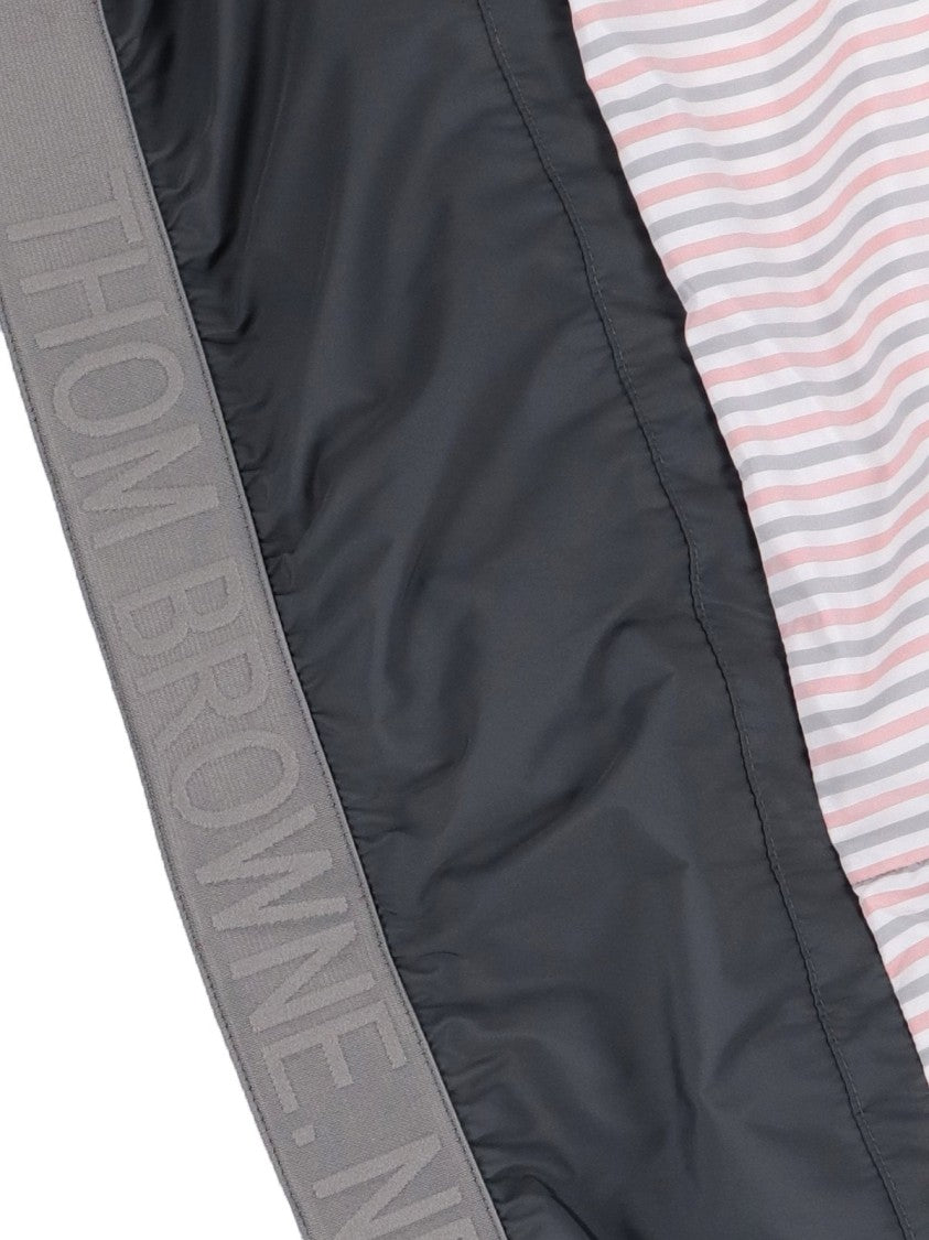 Thom Browne Quilted Grey Coat With High Collar