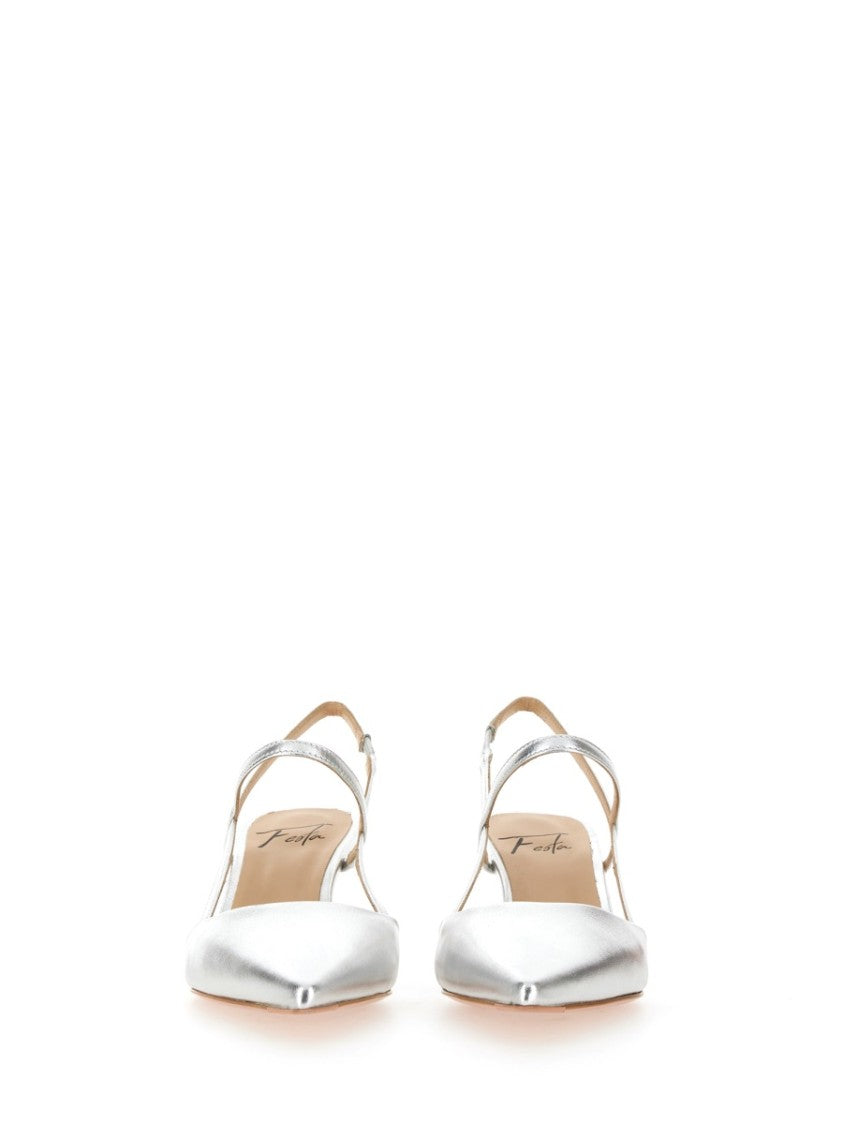 Roberto Festa Silver Amai Pointed-Toe Leather Sandals
