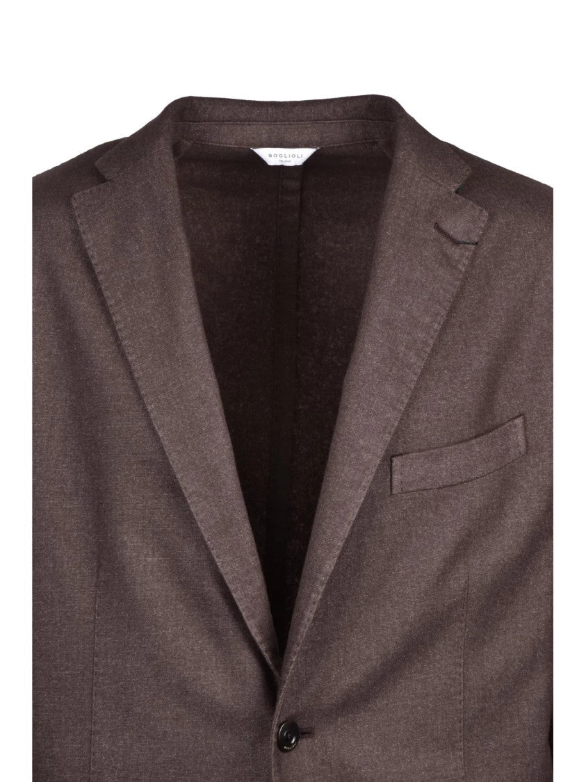 Boglioli Brown Lined Rounded Wool-Blend Jacket