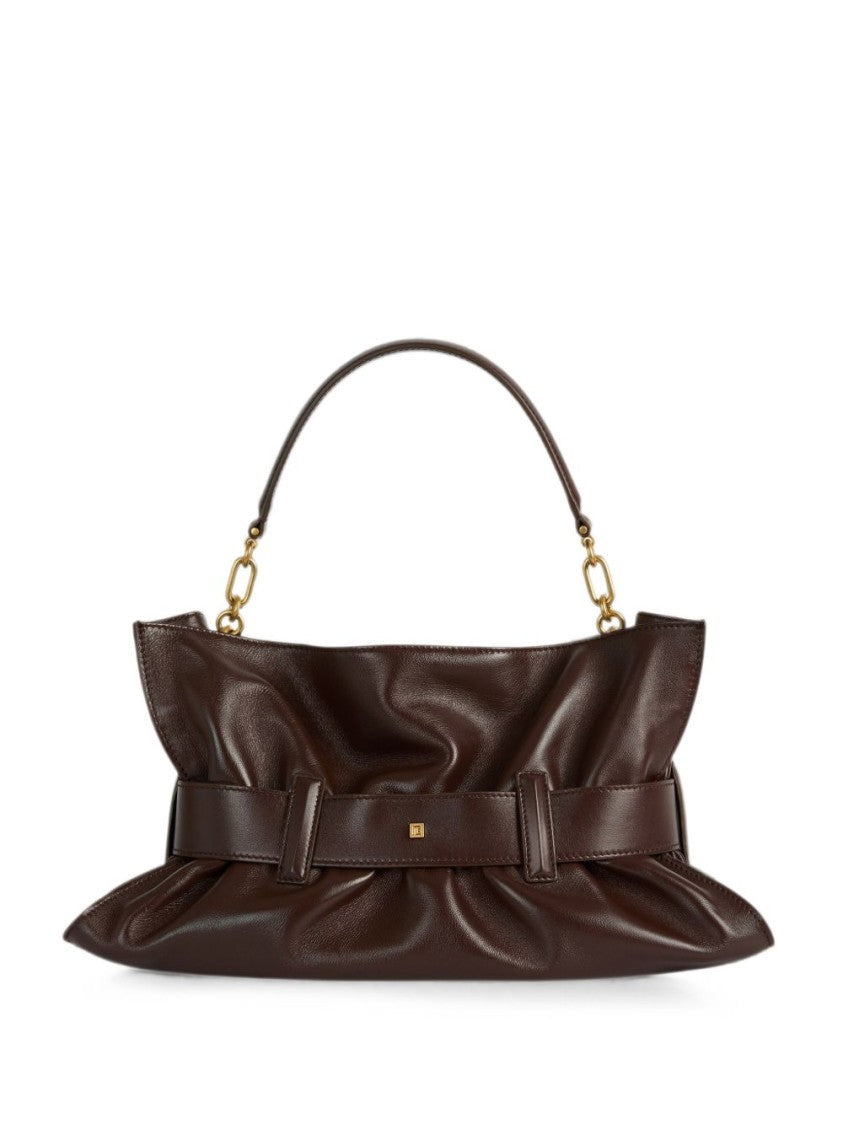 Balmain Soft Leather Wide Belt Shoulder Bag