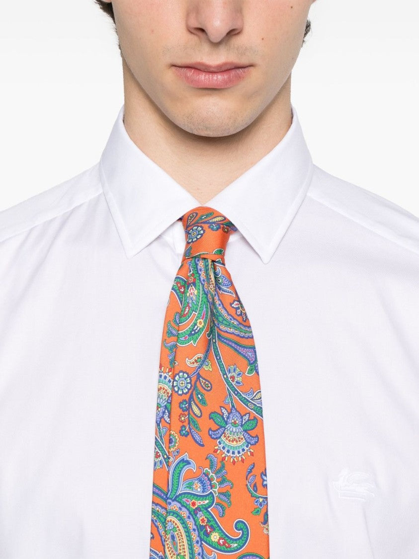 Etro Tailored Fit White Cotton Formal Shirt
