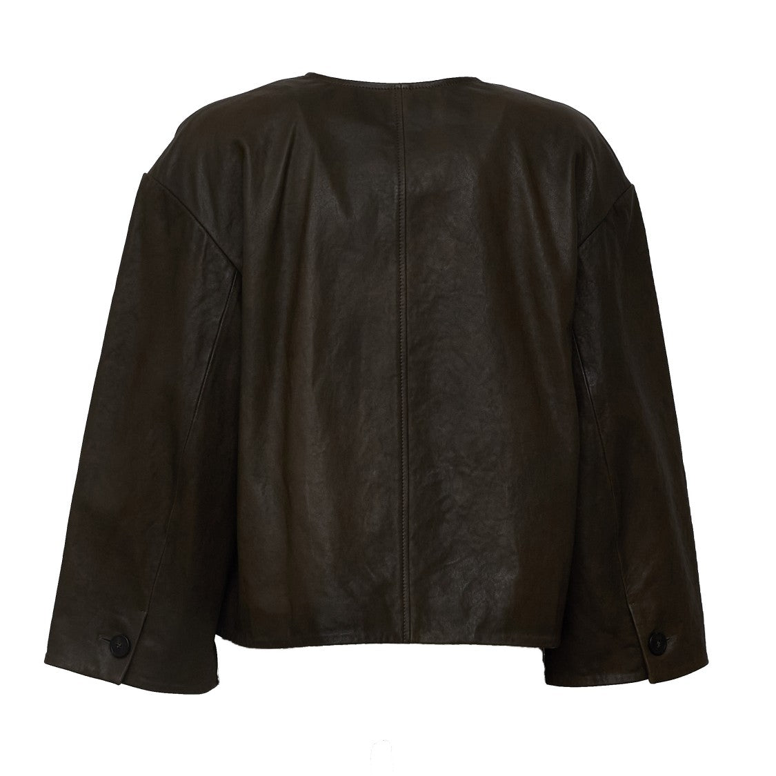 Max Mara Nappa Leather Boxy Stitched Pocket Jacket
