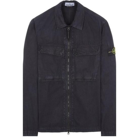 Stone Island Minimalist Black Cotton Jacket With Front Zip Closure