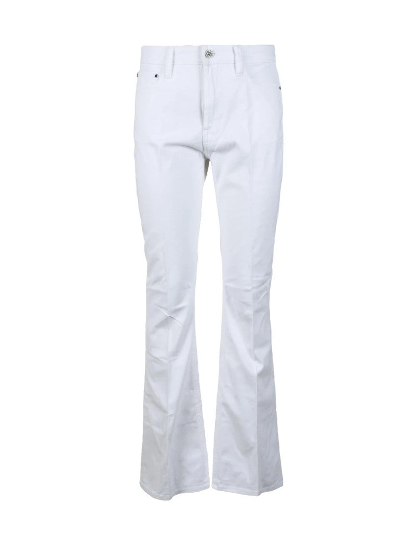 Guess Flared White Trousers With Classic Design And Subtle Retro Touch