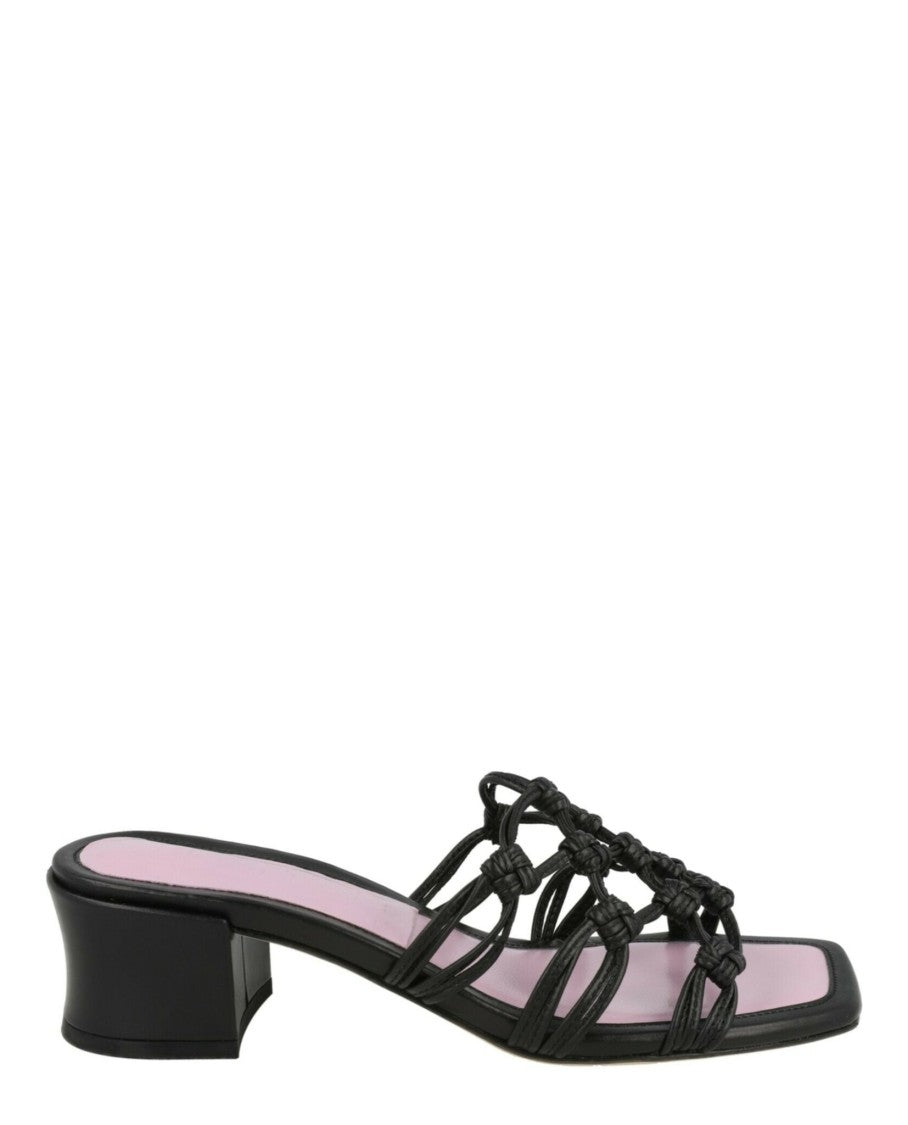 By Far Marsha Knotted Leather Mule Sandals