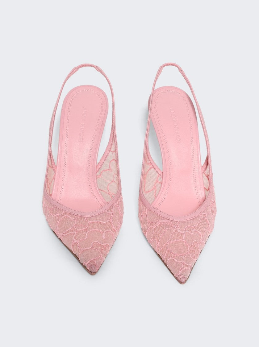 Amina Muaddi Anok Lace Slingback Pump - Baby Pink