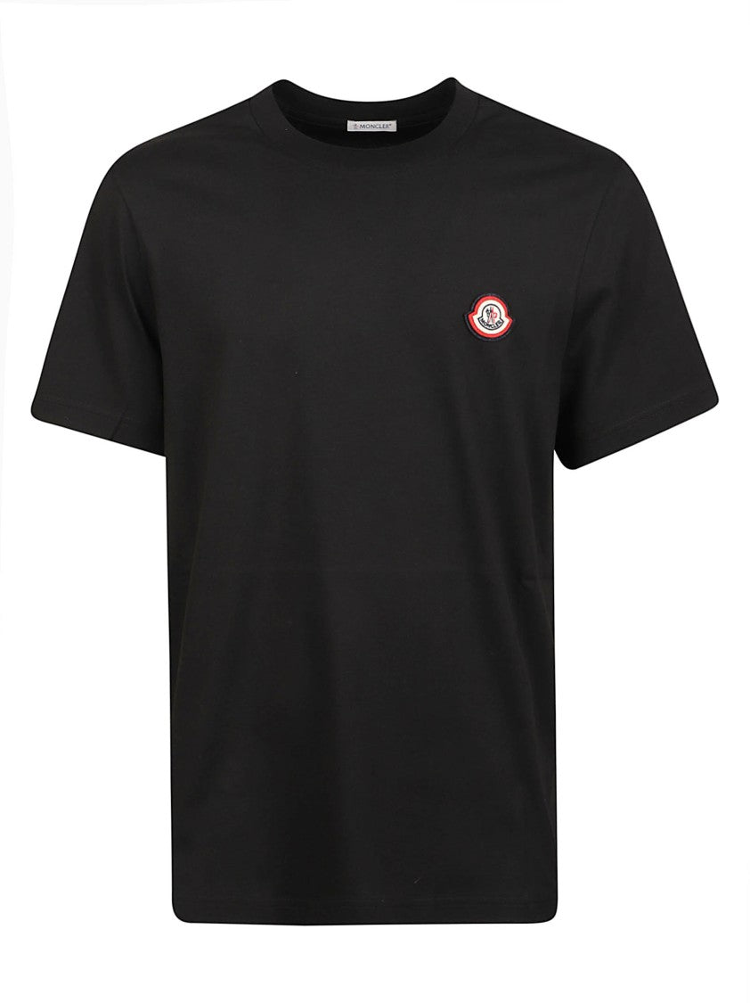 Moncler Minimalist Black Iconic Logo Patch Cotton T-Shirt