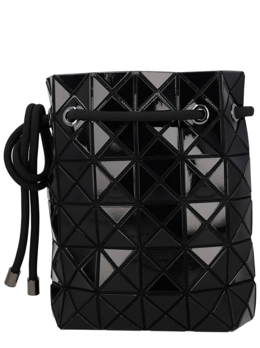 Bao Bao Issey Miyake Geometric Black Shoulder Bag With Drawstring Closure