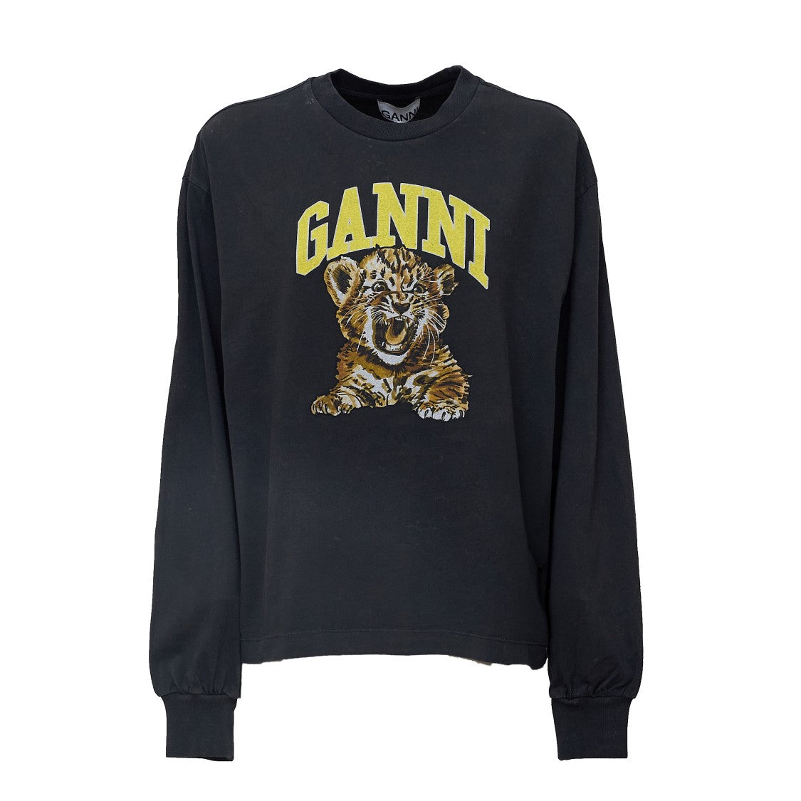Ganni Future Tiger Print Long-Sleeve Jersey Top
