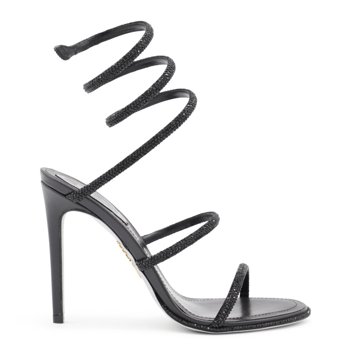 René Caovilla Black Strass High Stiletto Sandals