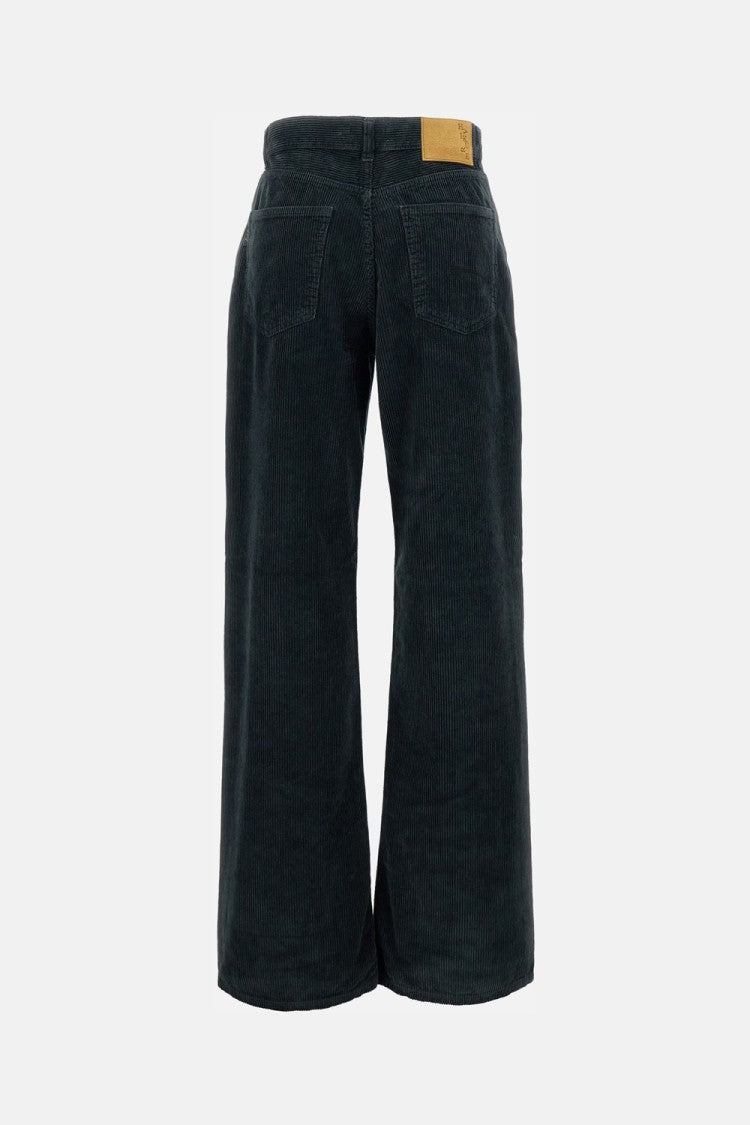 Haikure Wide-Leg Ribbed Cotton Jeans With Leather Logo Tag