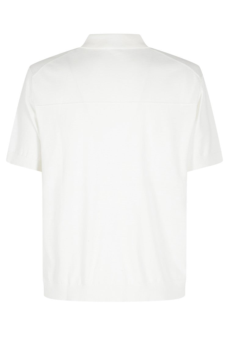 Paolo Pecora Cream Knitted Buttonless Cotton Polo Shirt