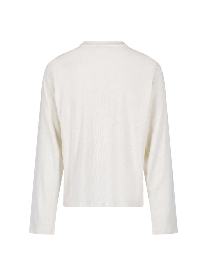 Jil Sander White Cashmere-Blend Ribbed Embroidered Sweater