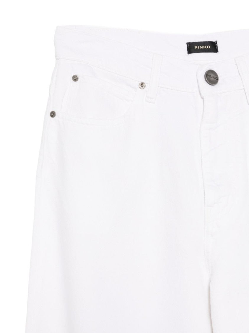 Pinko Cropped White Jeans With Classic Five-Pocket Design