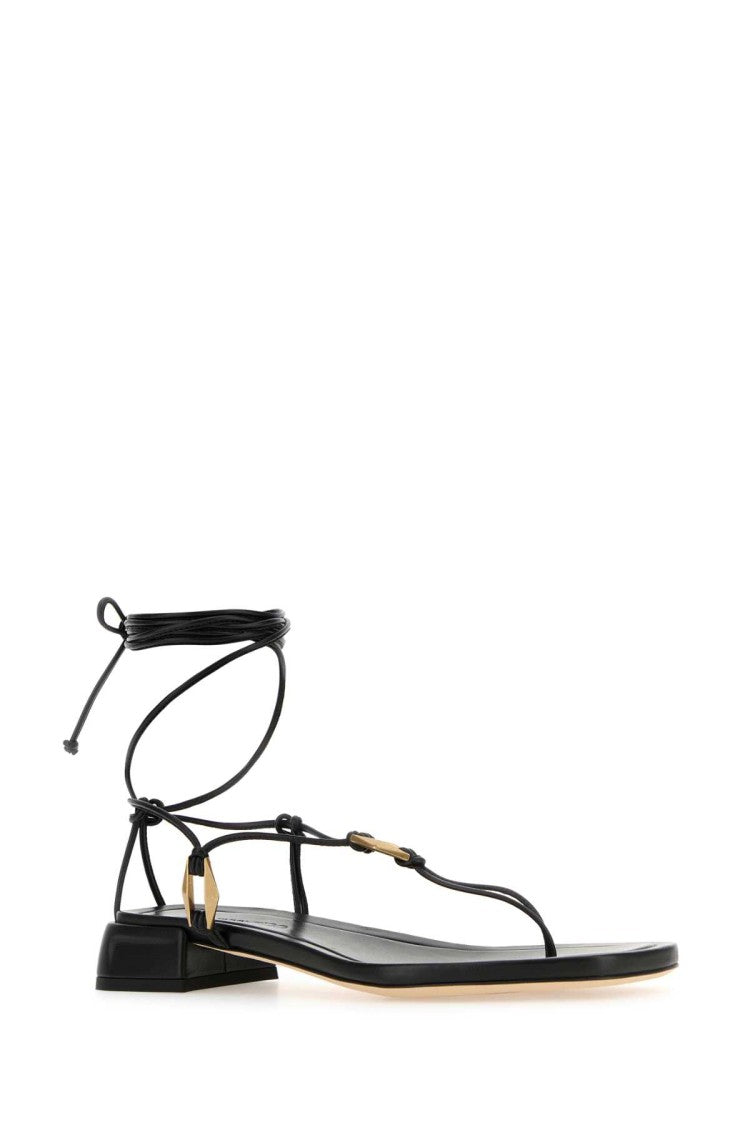 Jimmy Choo Black Nappa Leather Onyxia Thong Sandals