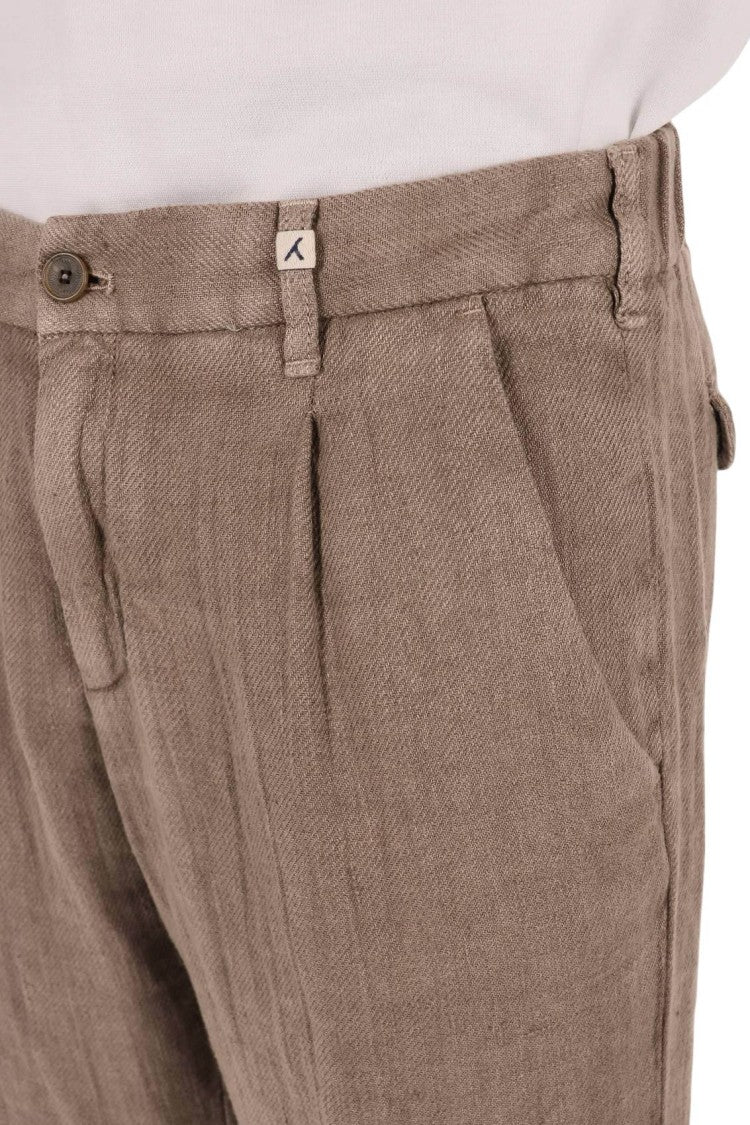 Myths Linen Pants With Elasticated Waistband And Classic Design