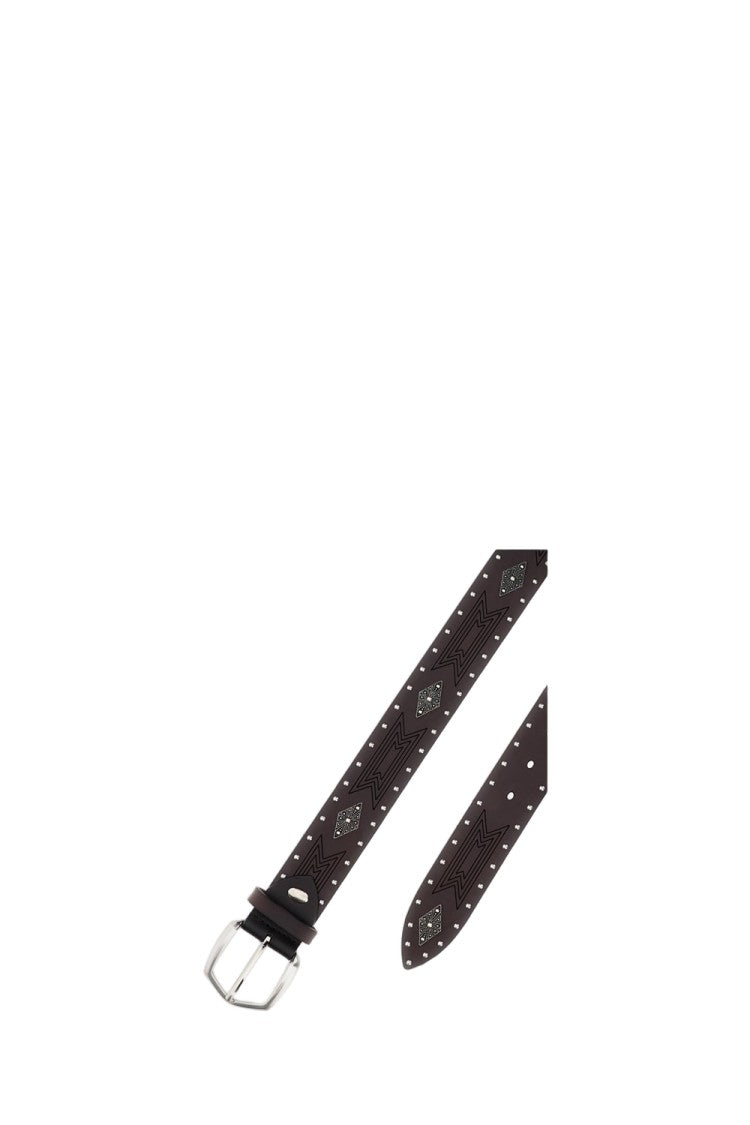 Bax Lab Textured Leather Belt With Diamond-Shaped Studs