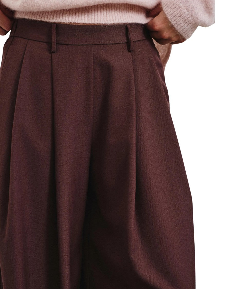 Pomandère Navy Technical Wool Gabardine Wide-Leg Pants