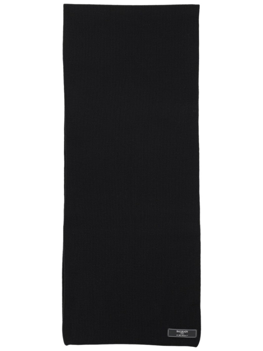 Balmain Rectangular Ribbed Merino Wool Scarf