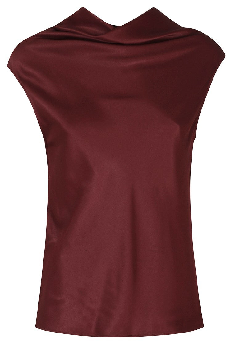 Alberta Ferretti Red Cowl Neck Viscose Top