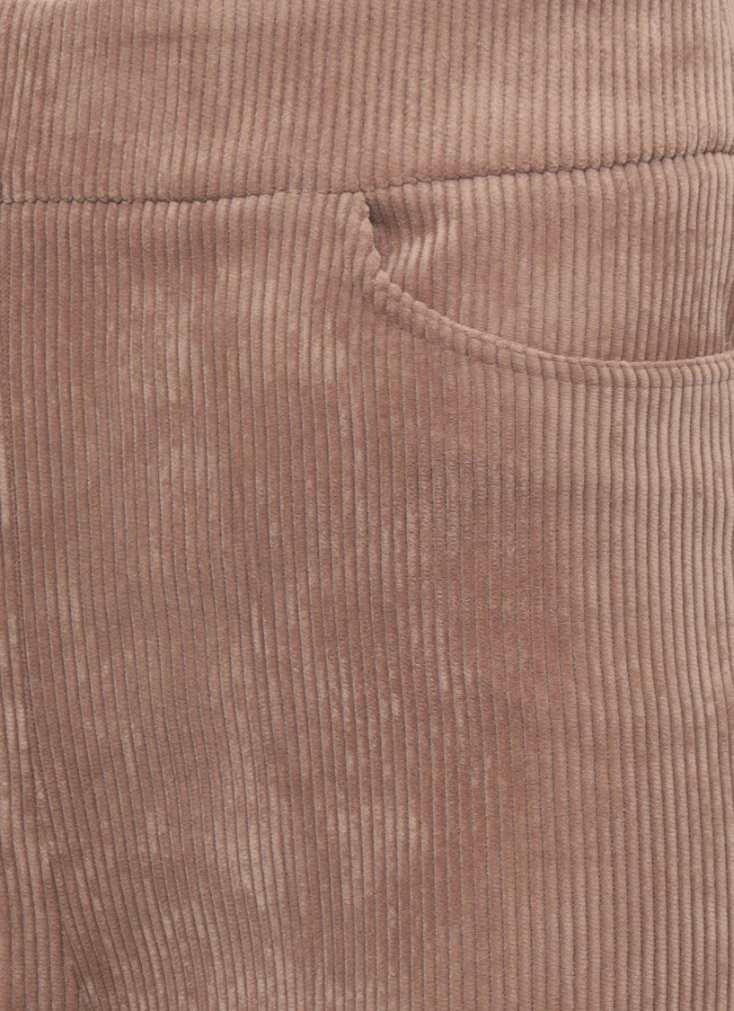 D. Exterior Brown High-Waist Corduroy Flared Pants