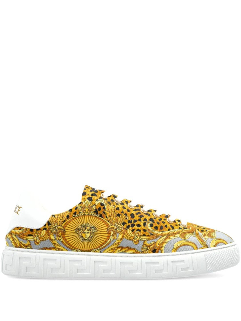 Versace Gold-Tone Animal Baroque Platform Sneakers