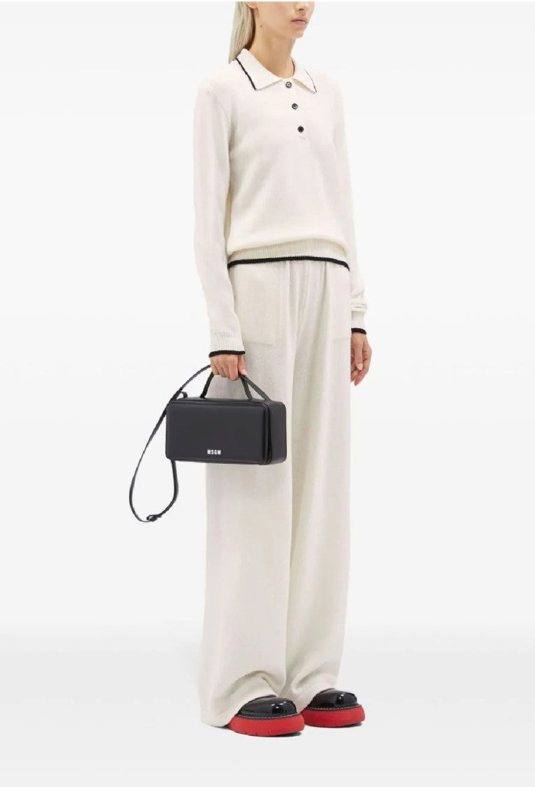 Msgm Wide-Leg Wool Blend Trousers