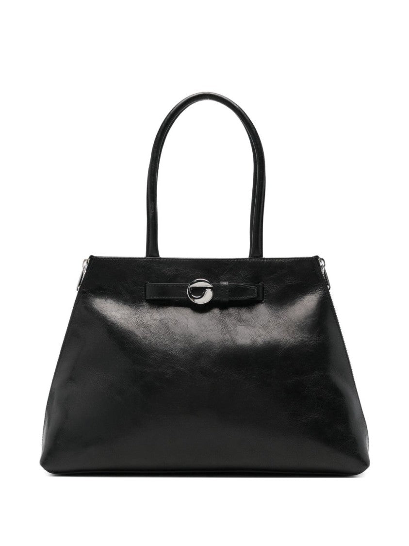 Coperni Structured Trapezoidal Black Calfskin Shoulder Bag