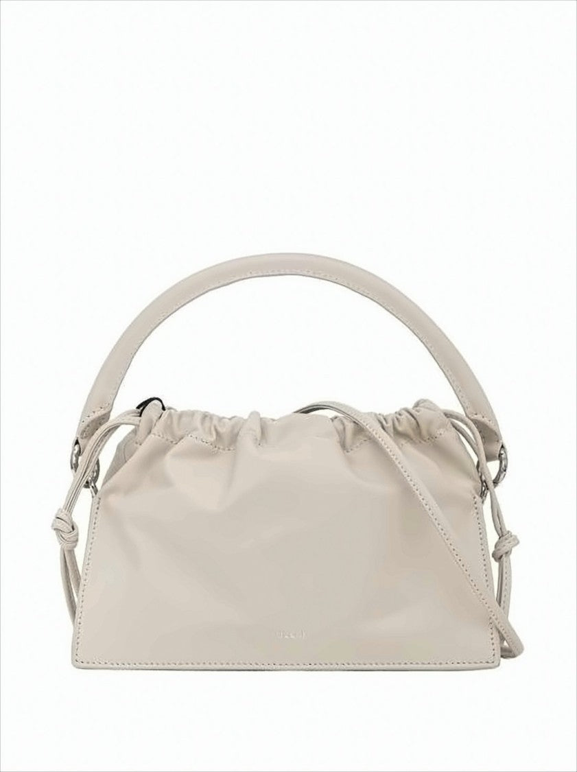 Yuzefi Structured Cowhide Crossbody Bag With Ruched Detail