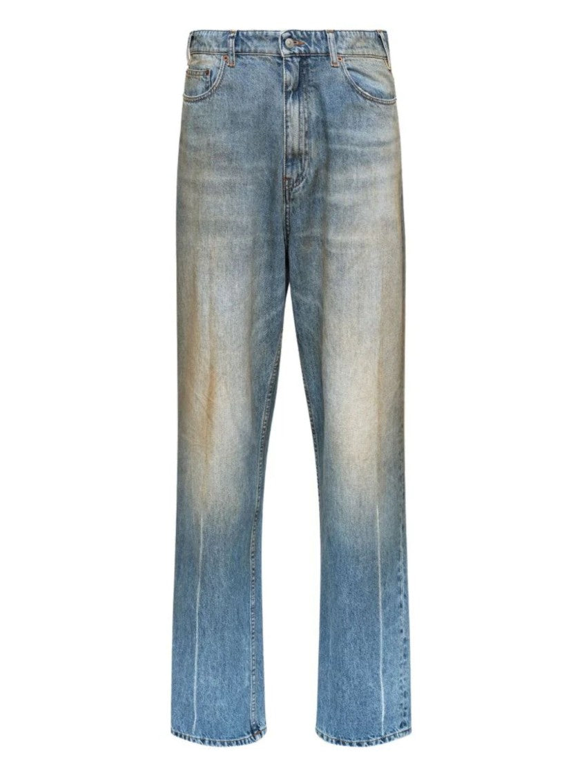 Mm6 By Maison Margiela Blue Worn Effect Denim Straight-Leg Jeans