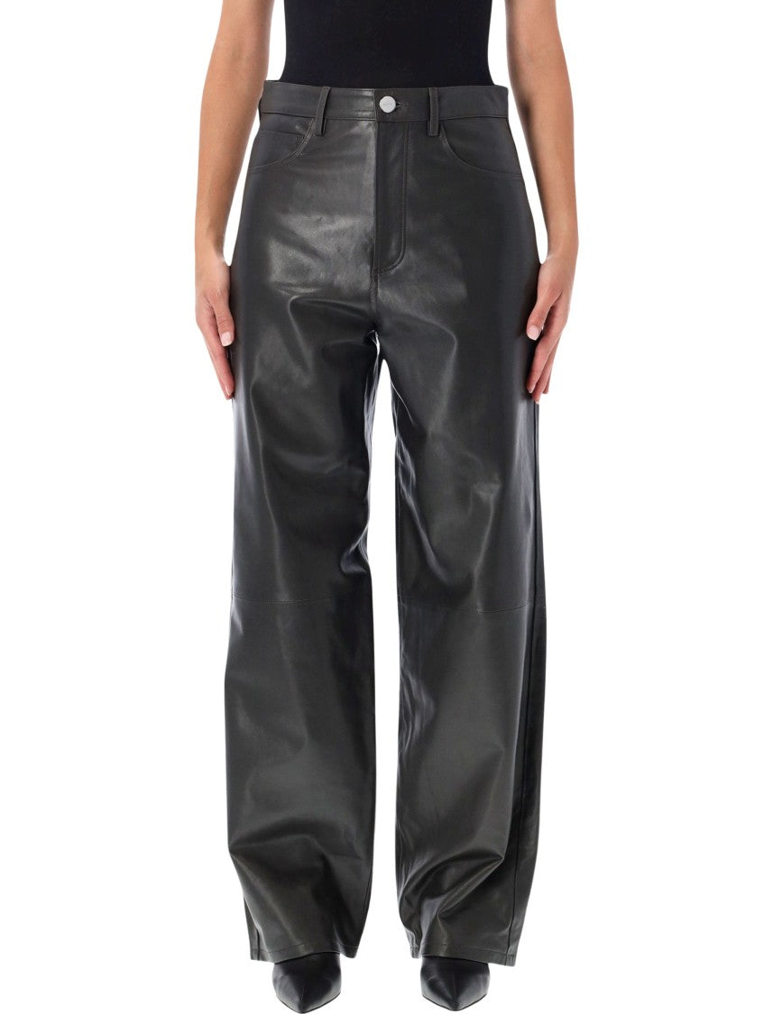 Róhe Wide Leg Leather Pants With Horizontal Seams By Róhe