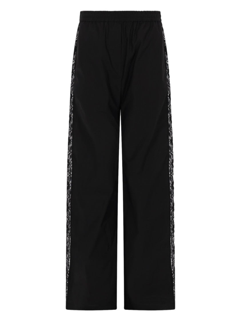 Msgm Lace Accents Cotton Straight-Leg Pants
