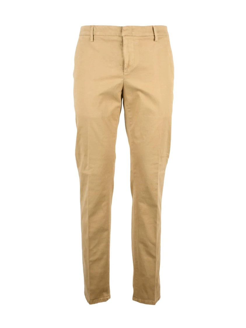 Dondup Beige Spiritissimo Straight-Leg Stretch Cotton Trousers