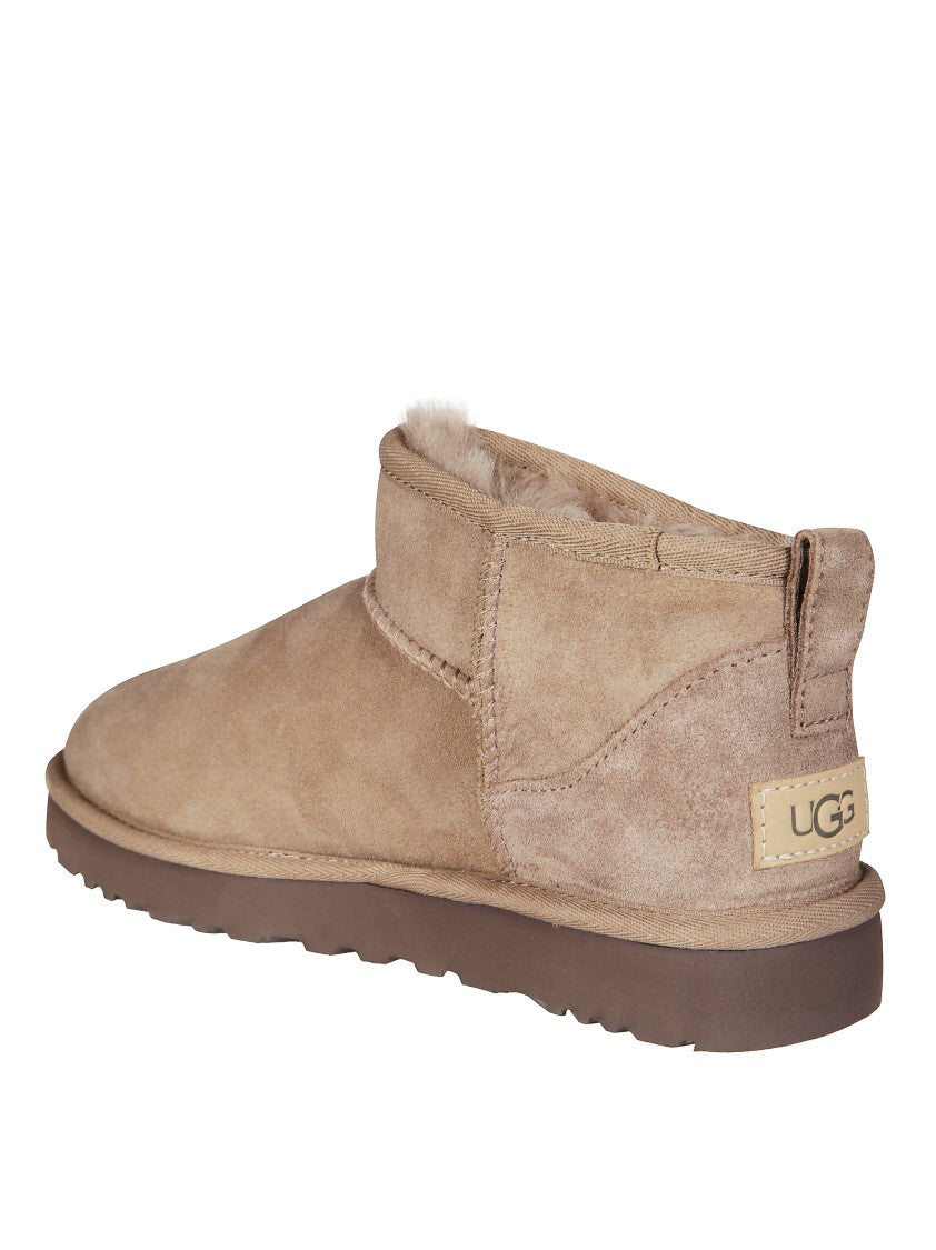Ugg Plush Texture Mini Ankle Boot With Rounded Toe